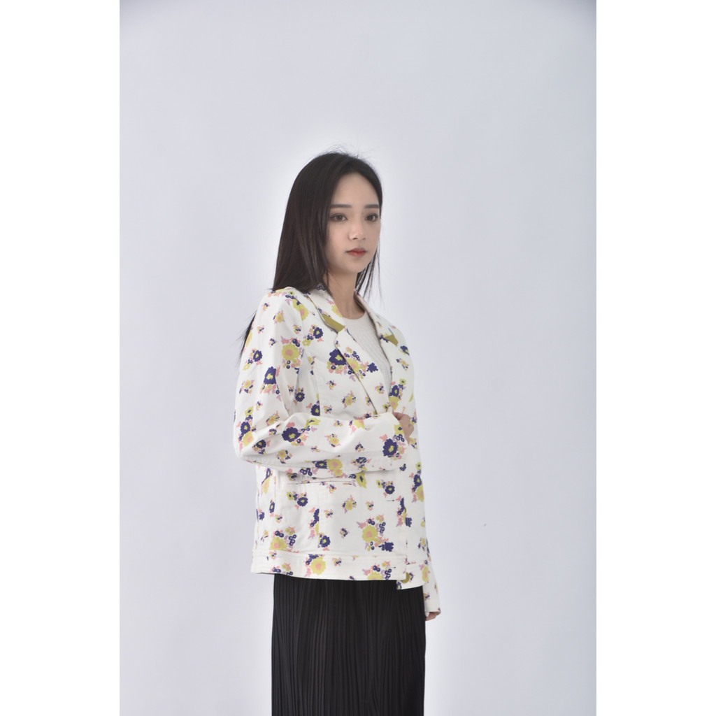 (M) gozo棉質印花白色外套二手衣, , large