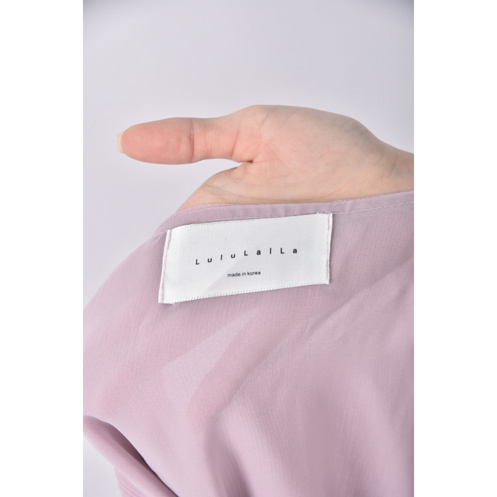 (M) lululalla韓牌質感V領粉色長袖上衣二手衣, , large