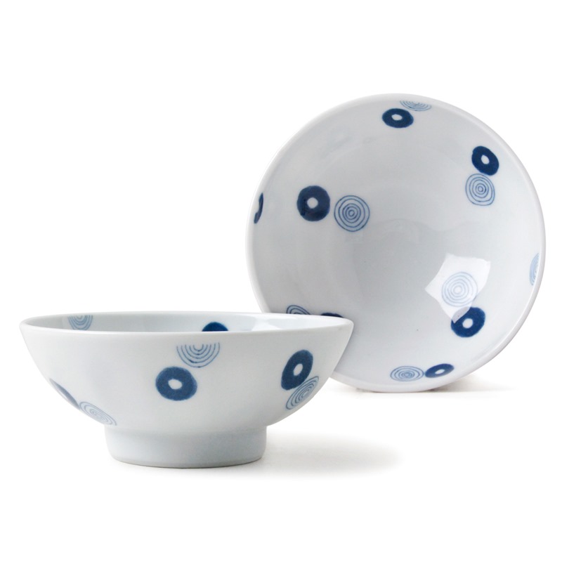 [豐名日本餐具] 4.0"輕量井 藍渦丸紋 有田燒 / C04DB0-325-CB, , large