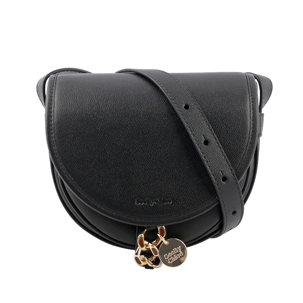 SEE BY CHLOE MARA BAG 牛皮小款斜背馬鞍包/黑色, , large