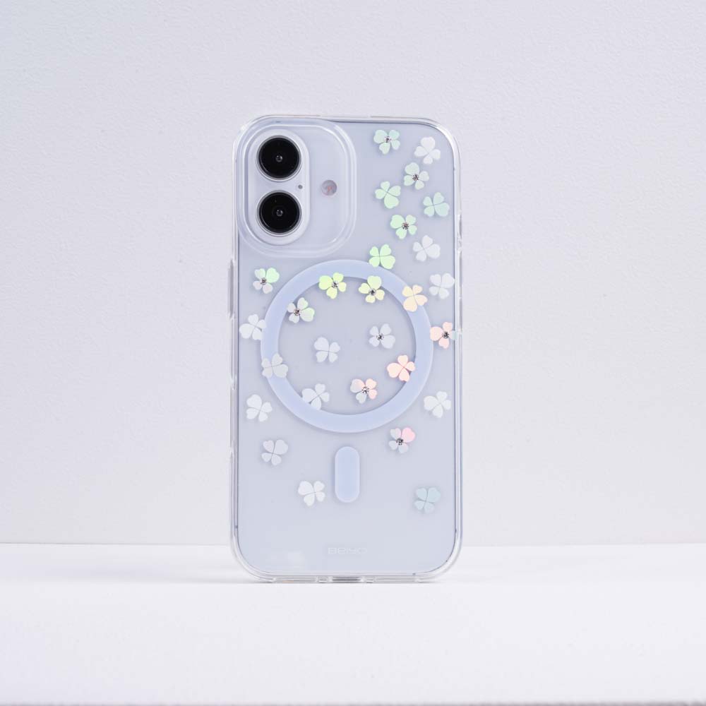 [亞瑟3C] Beiyo 貝優 iPhone 16 磁吸防摔手機殼 鑲鑽四葉草, , large