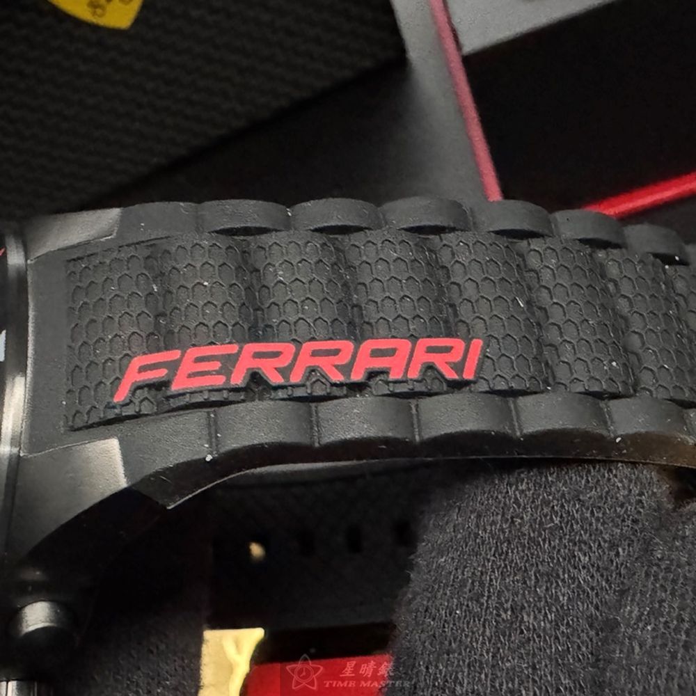 [星晴錶業]FERRARI手錶,46mm,FE00105黑色錶面黑錶殼深黑色矽膠錶帶款, , large