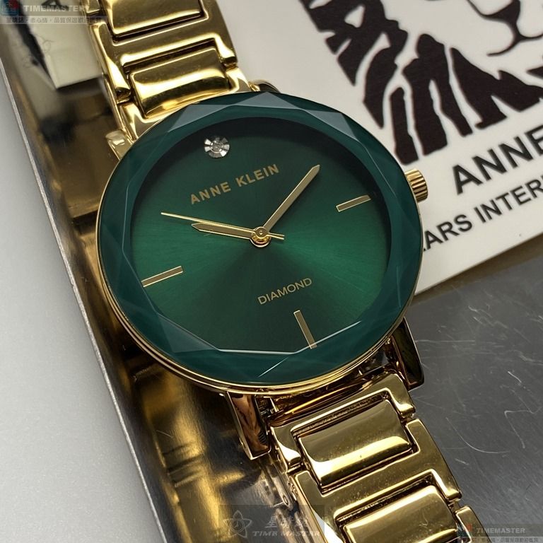 [星晴錶業]AnneKlein手錶,26mm,AN00361藍綠錶面金色錶殼金色合金錶帶款, , large