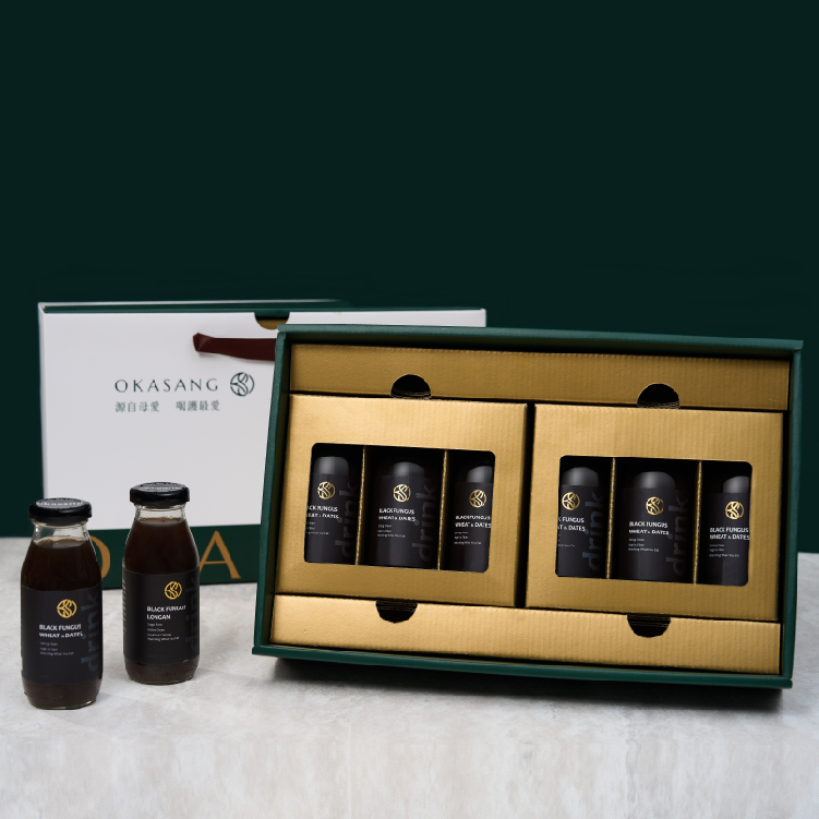 OKASANG Black Fungus Drink Gift Box｜195 ml Bottled Drinks &times; 6(195 ml Black Fungus & Longan(No Added Sugar) &times; 6) / box, , large