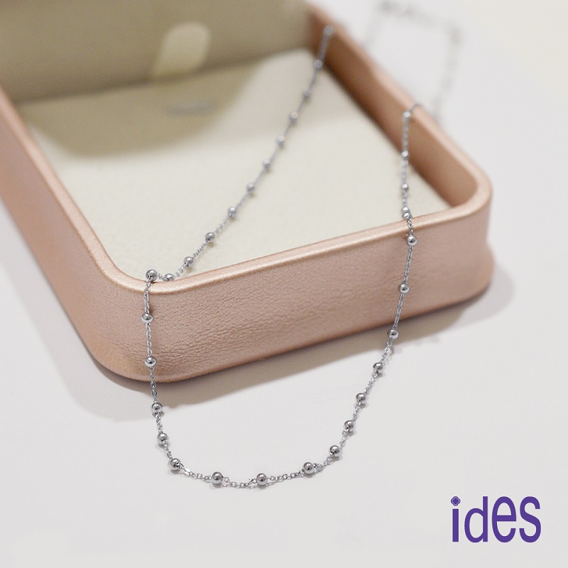 [ides愛蒂思] 義大利14K白金18吋項鍊鎖骨鍊（豆豆鍊）, , large