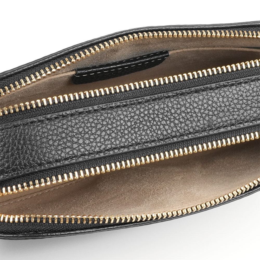 TORY BURCH Miller 荔枝紋雙拉鍊迷你相機包(黑色), , large