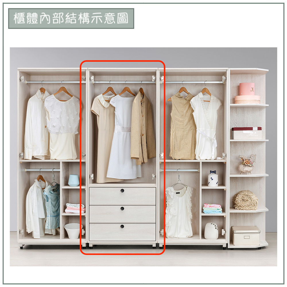 【唯熙傢俱】伊格鋼刷白2.5尺抽屜衣櫃, , large