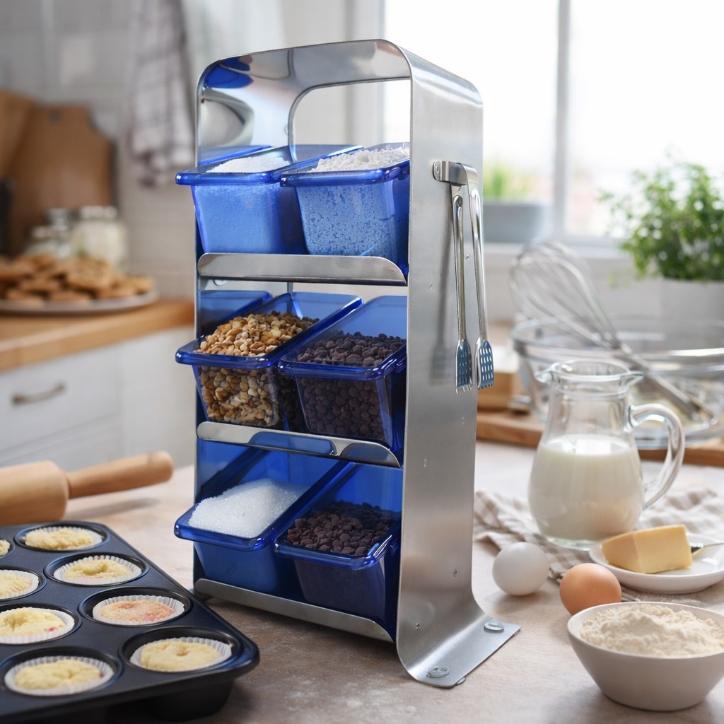 [巴果果]直立式水果置物架 三層六格配料架 吧檯備料收納架（附收納盒） BF-12, , large