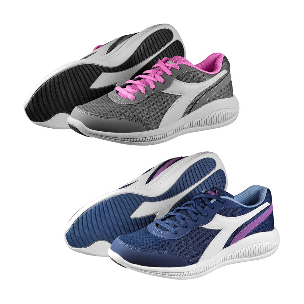 DIADORA迪亞多那 義大利進口 輕量運動慢跑鞋 EASY RUN 女運動鞋 女鞋 透氣 輕量 耐磨 防滑 灰 藍, , large