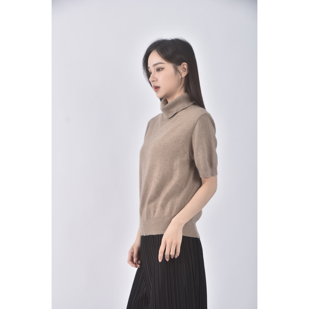 (S) 質感針織高領棕色上衣二手衣, , large