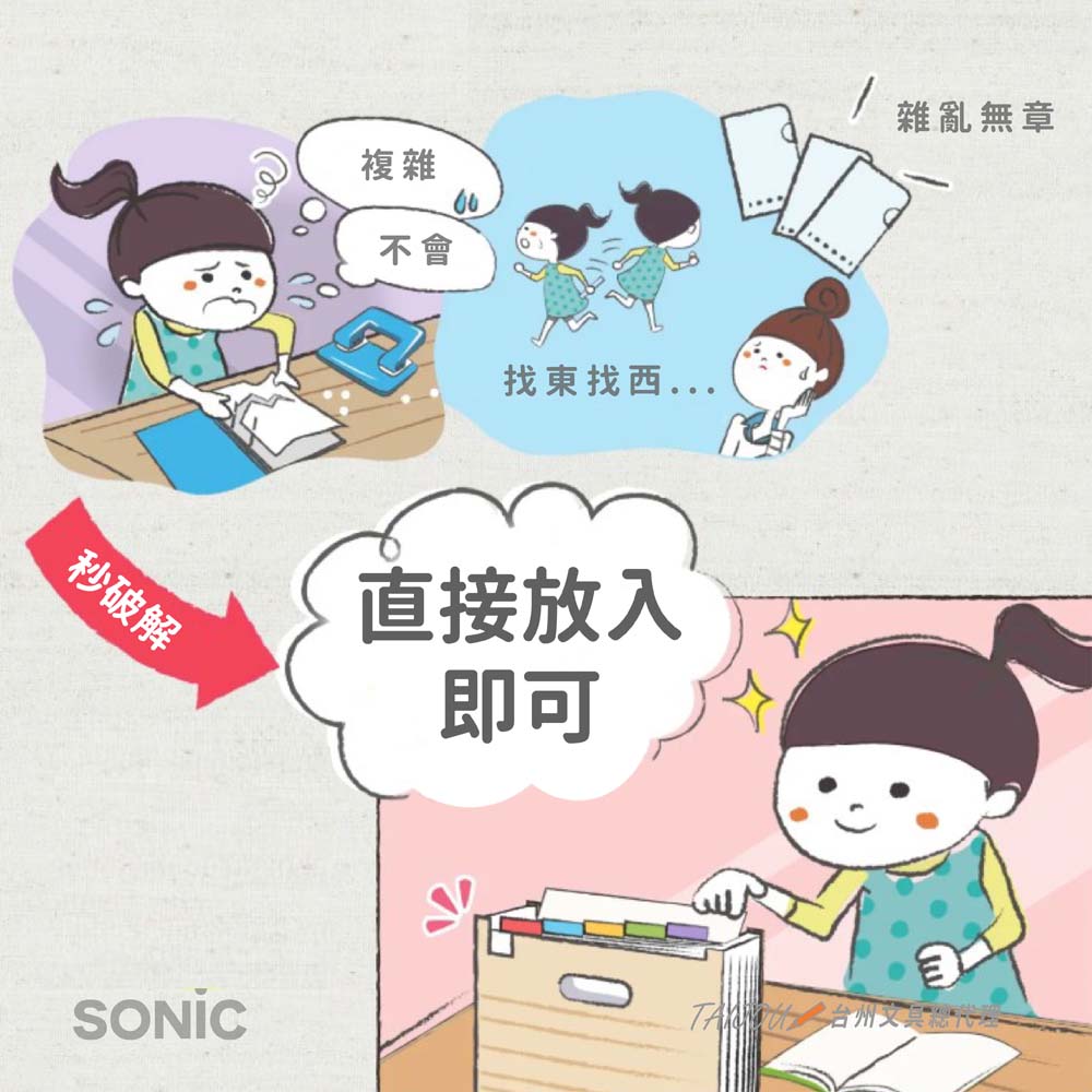 【龍品文創】日本 SONIC  LV-6276-I 站立式13層風琴夾, , large