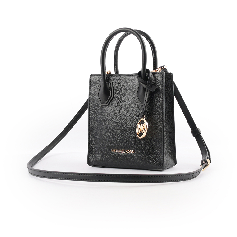 Michael Kors Mercer 荔枝皮革手提/斜背二用迷你琴譜包/黑色, , large
