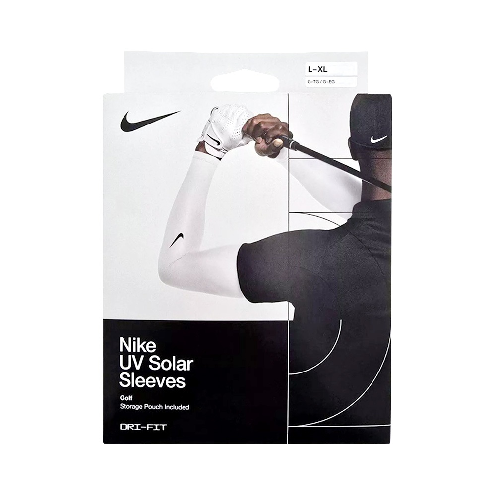 NIKE UV GOLF 臂套 2.0 一雙入 高爾夫球臂套 附收納袋 透氣 快乾 防曬 抗紫外線 柔軟 防滑 黑 白, , large