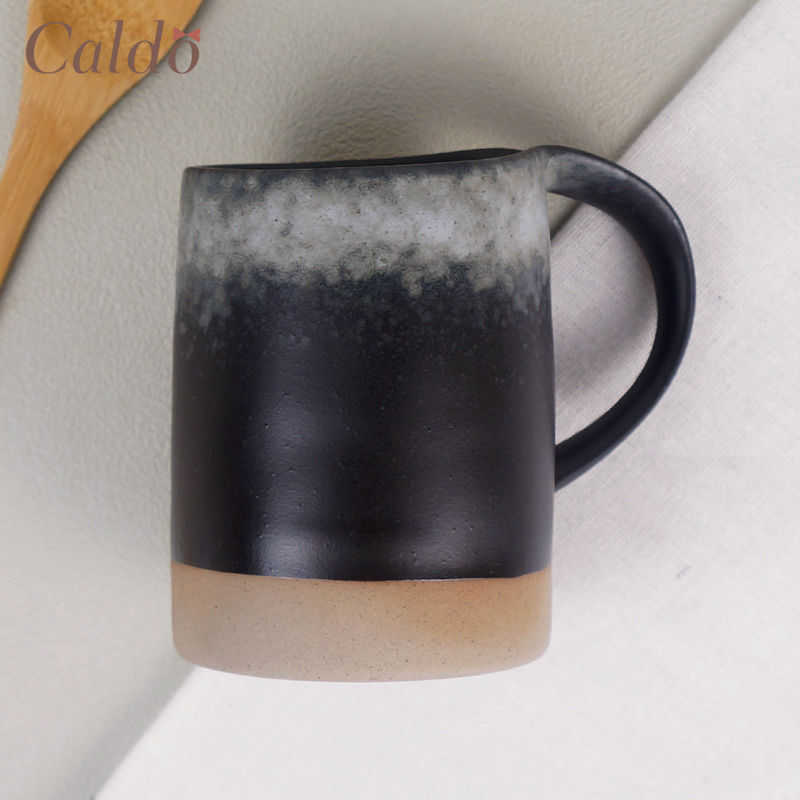[ Caldo卡朵 ] 率性潑墨復古粗陶馬克杯 450ml-灰黑, , large