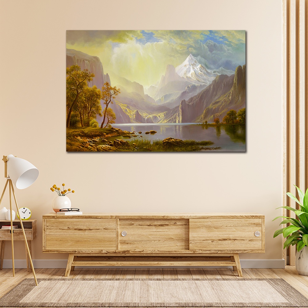 【御畫房】天山湖畔 國家一級畫師手繪油畫60&times;90cm(VF-86), , large