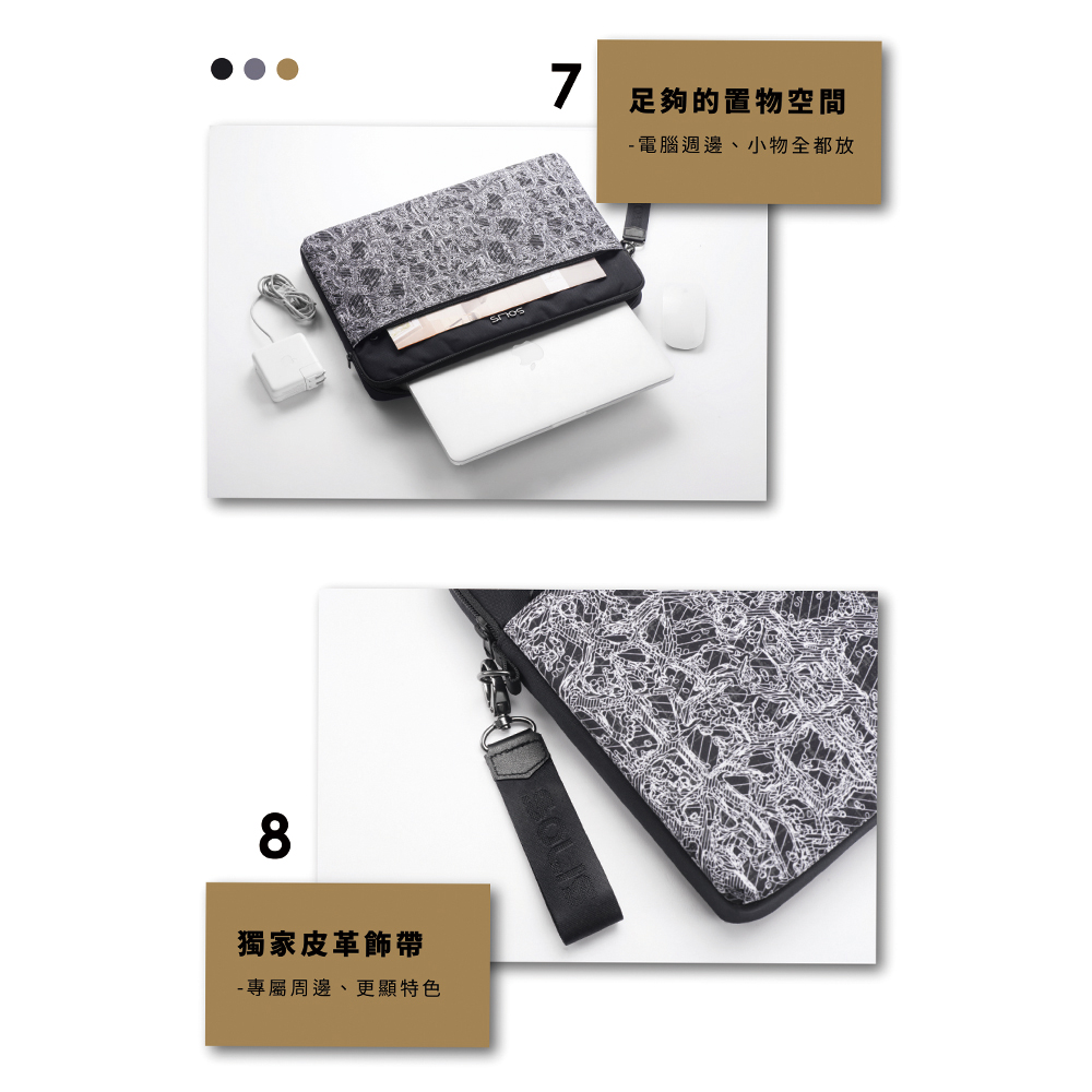SOLIS 反光迴旋系列  15.7吋筆電保護套-純墨黑, , large