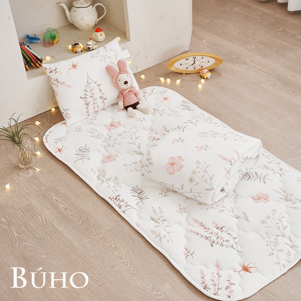 BUHO 《花澗夢影》激凍冰紗涼感兒童睡墊三件組(鋪棉睡墊+涼被+兒童枕)SGS無毒x涼感雙認證, 花澗夢影, large