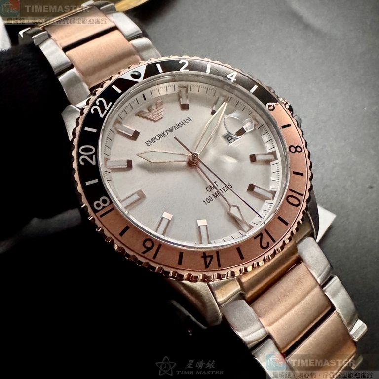 [星晴錶業]ARMANI手錶,42mm,AR00077銀白色錶面玫瑰金錶殼金銀相間精鋼錶帶款, , large