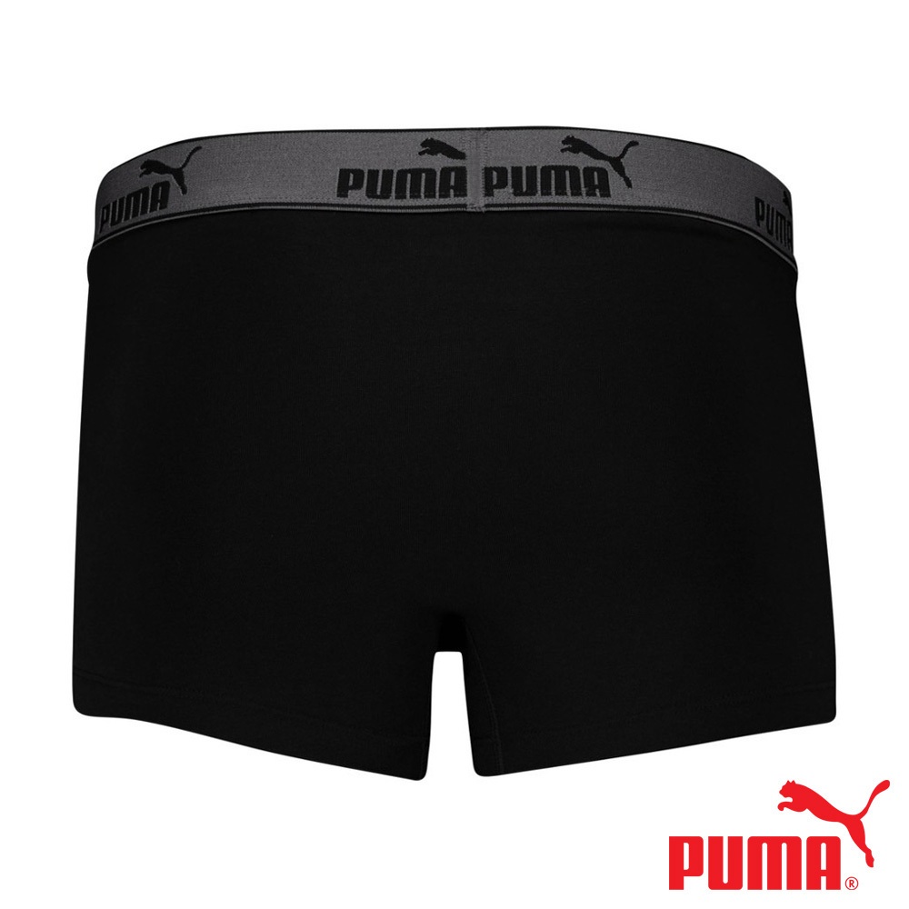 PUMA 平口內褲 1件組 彪馬 跳豹 男內褲 平角內褲 修身 防捲邊 貼合 耐穿 柔軟 棉質 透氣 抗菌 黑 深灰 灰, , large