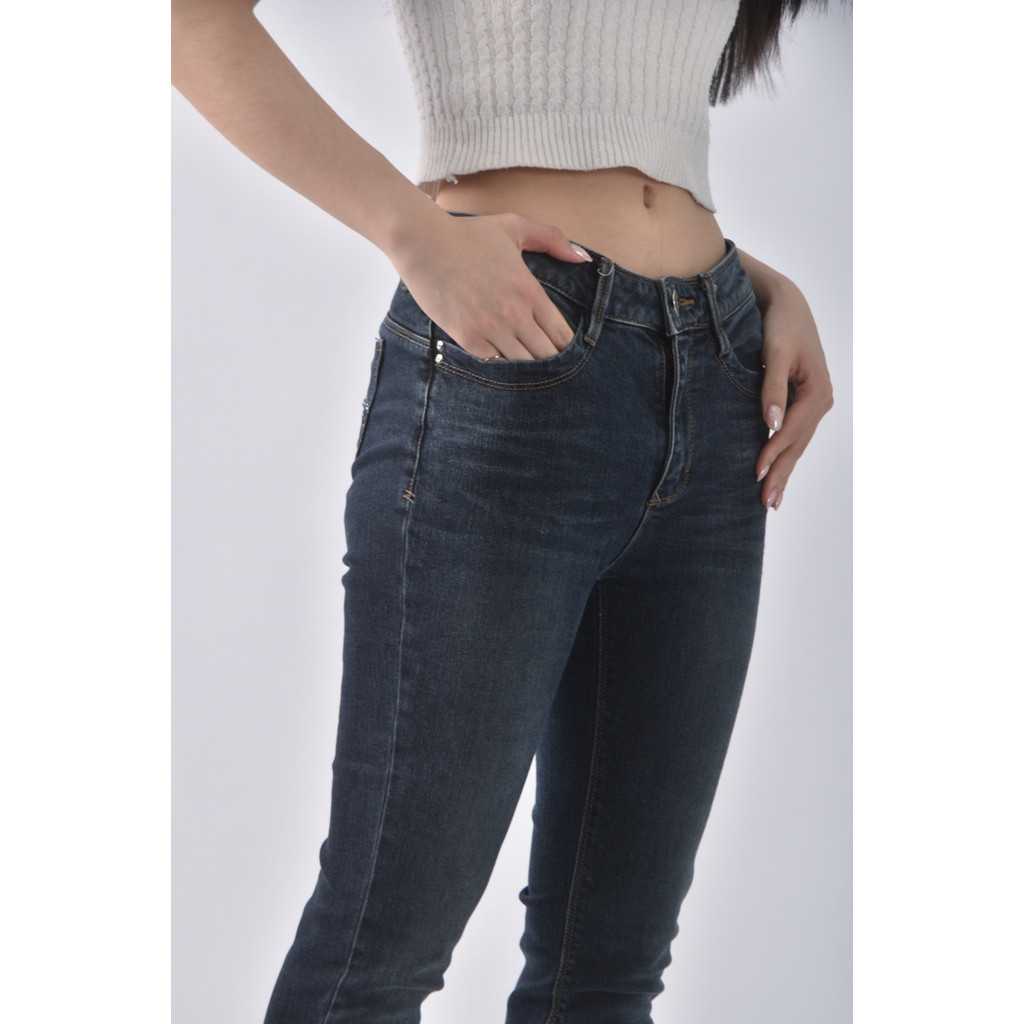 (S) 丹寧牛仔暗藍色長褲二手衣, , large