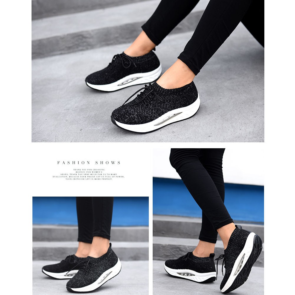 HANG TEN專利足弓氣墊鞋 女鞋 休閒鞋 保庇天后 王彩樺代言 針織 彈力 美腿 水鑽 透氣 排濕 減壓鞋墊 曜黑, , large