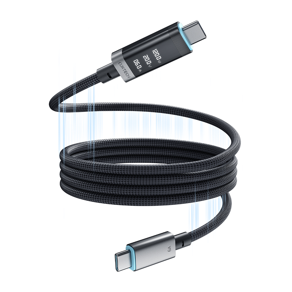 CUKTECH 酷態科 240W Type-C 磁吸版 編織數顯 OLED 電能線 1.5M (CMC615P), , large