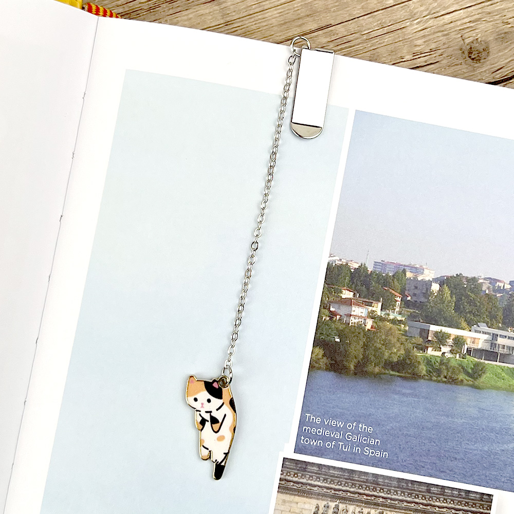 貓咪書籤【22種款式可選】金屬鍊條書籤 隱形書籤 琺瑯貓咪吊飾 書籤夾 金屬書籤 吊掛貓咪 陪讀小貓 貓咪吊飾 鋅合金 兩用書籤, , large