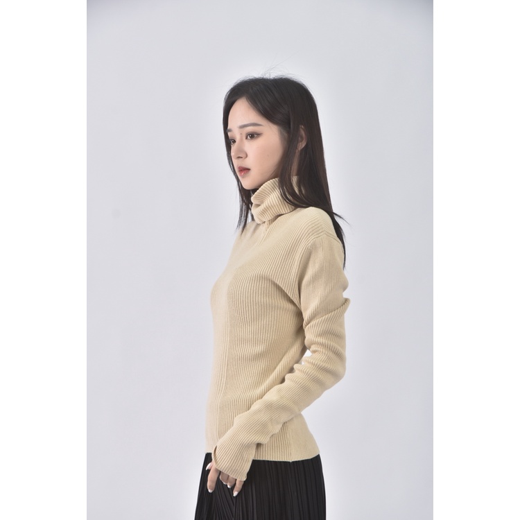 (L) energie質感高領杏色長袖上衣二手衣, , large
