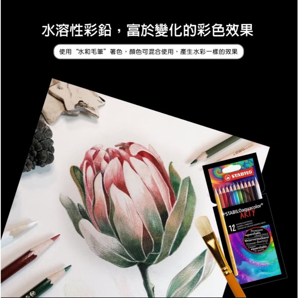 【德國天鵝STABILO】STABILOaquacolor 水彩樂水溶性色鉛筆24色(ST1624/1-20), , large