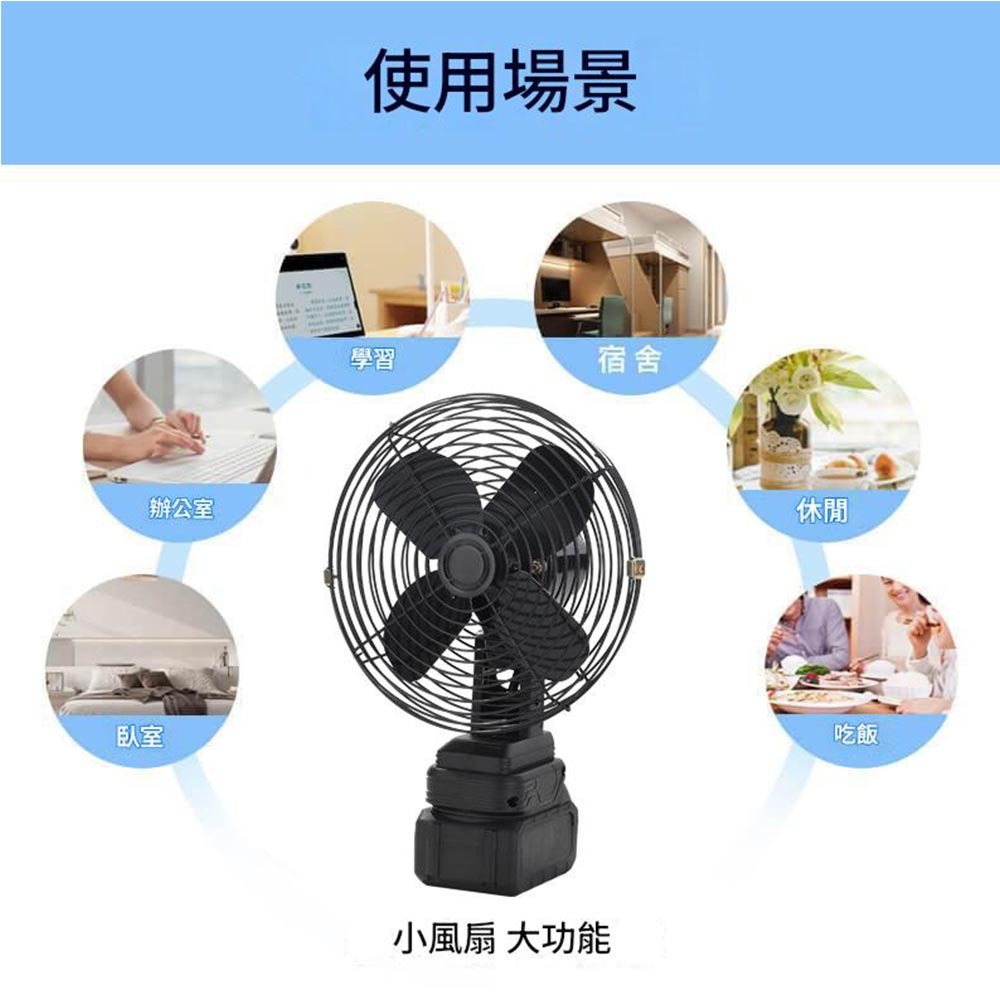 8-inch metal lithium battery fan with 5 batteries, 1 battery, and 1 charger, , large