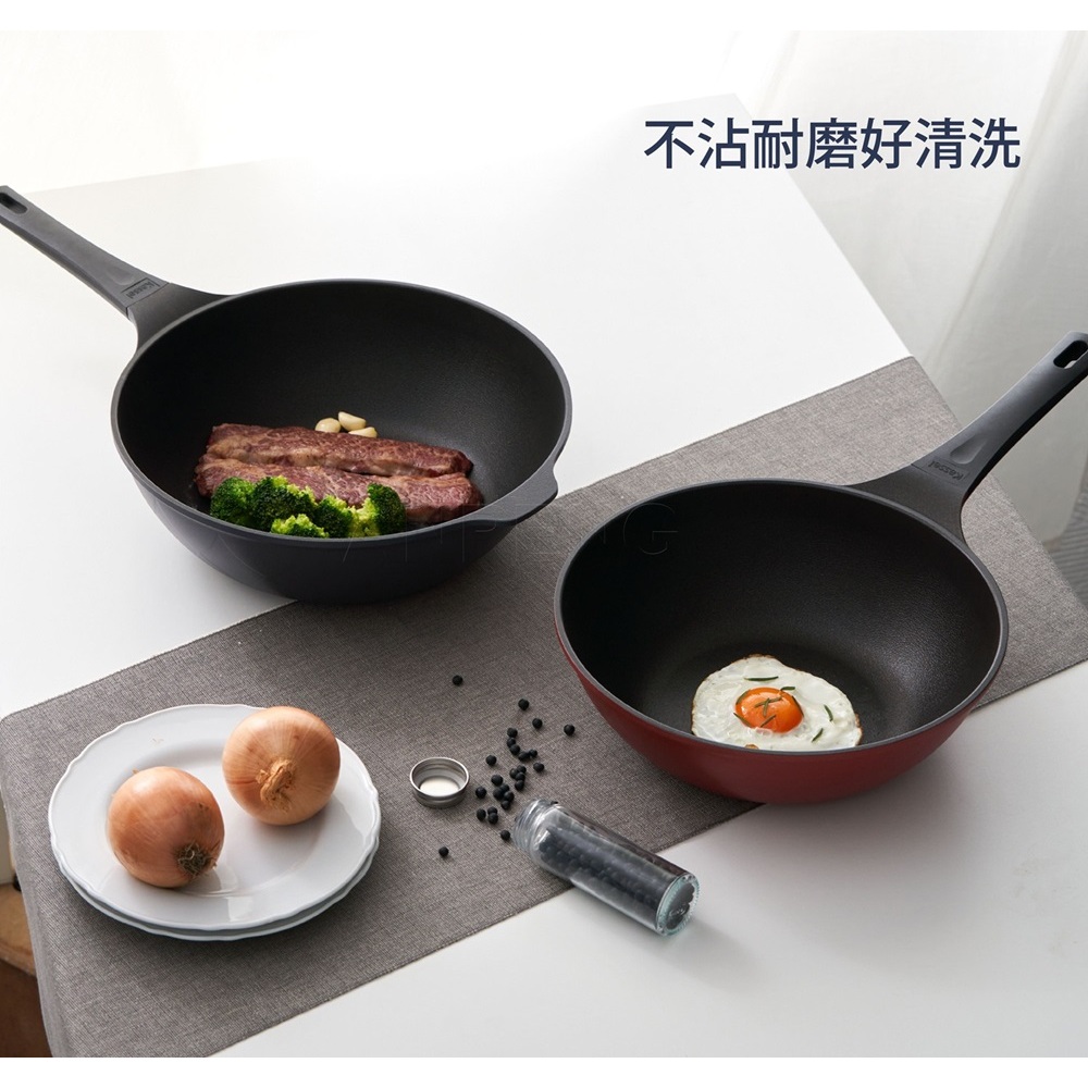 韓國Kassel鑽石超導熱不沾深型炒鍋附玻璃鍋蓋-32cm(IH爐可用鍋)亞光灰, , large
