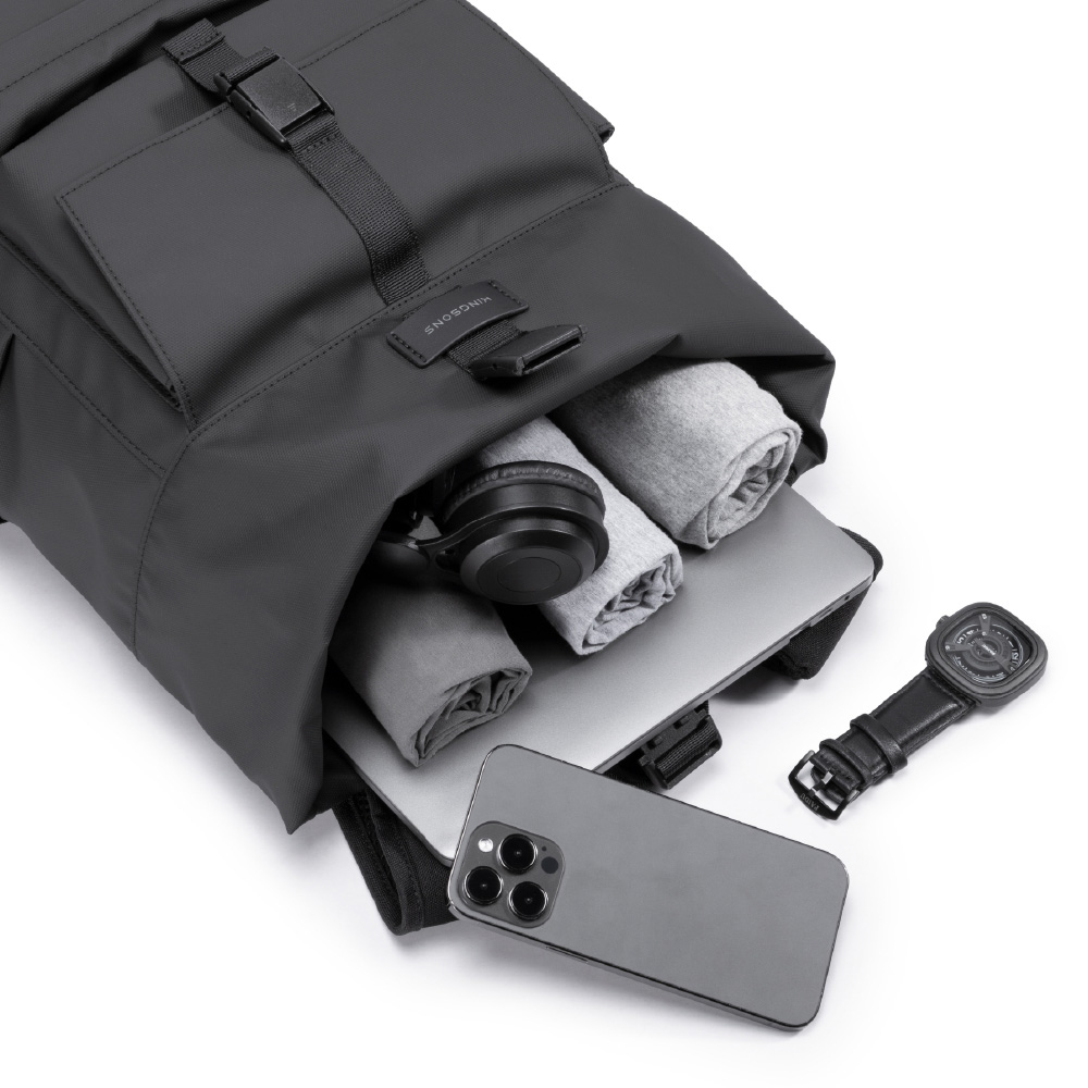 KINGSONS Roll Top Commuter Backpack, , large