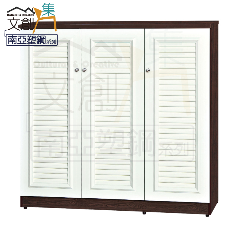 【文創集】比莉 環保4尺南亞塑鋼三門鞋櫃(客約商品), , large