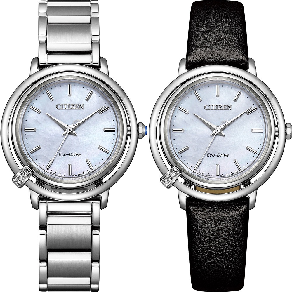 CITIZEN 星辰 L系列 曙光 光動能鑽石女錶 附贈皮革錶帶 EM1090-60D, , large