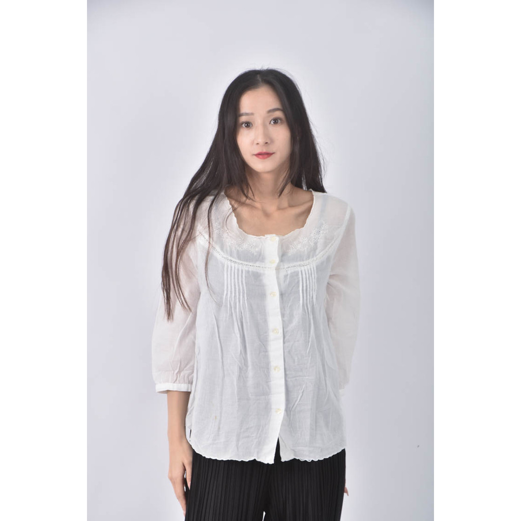 (M) selectione純棉白色長袖上衣二手衣