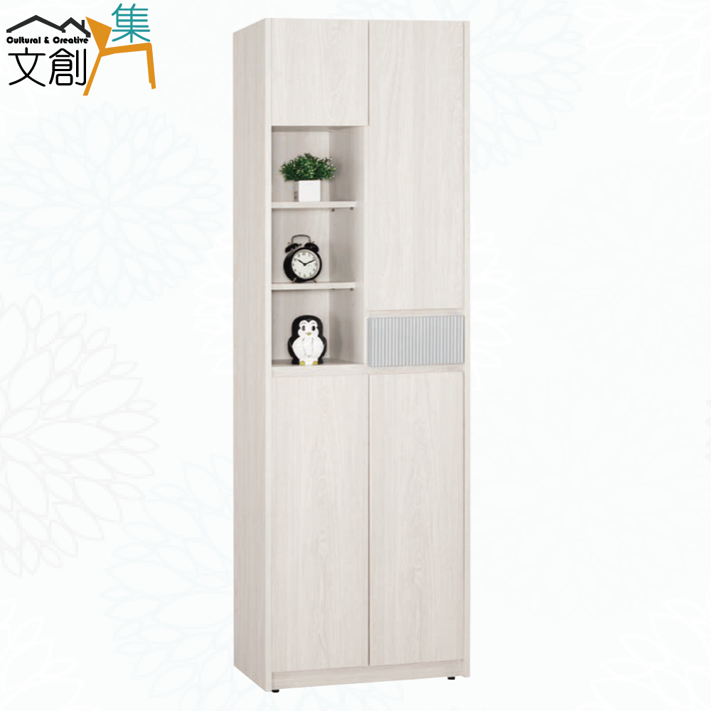 【文創集】克萊雙色2尺四門單抽半開放玄關鞋櫃(客約商品), , large