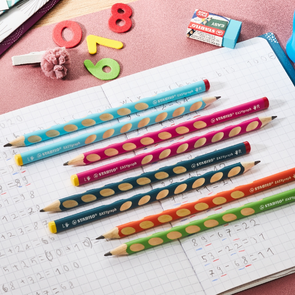 【德國天鵝STABILO】EASYgraph 人體工學思筆樂洞洞鉛筆-2支入右手HB粉紅(STB-50648-1), , large