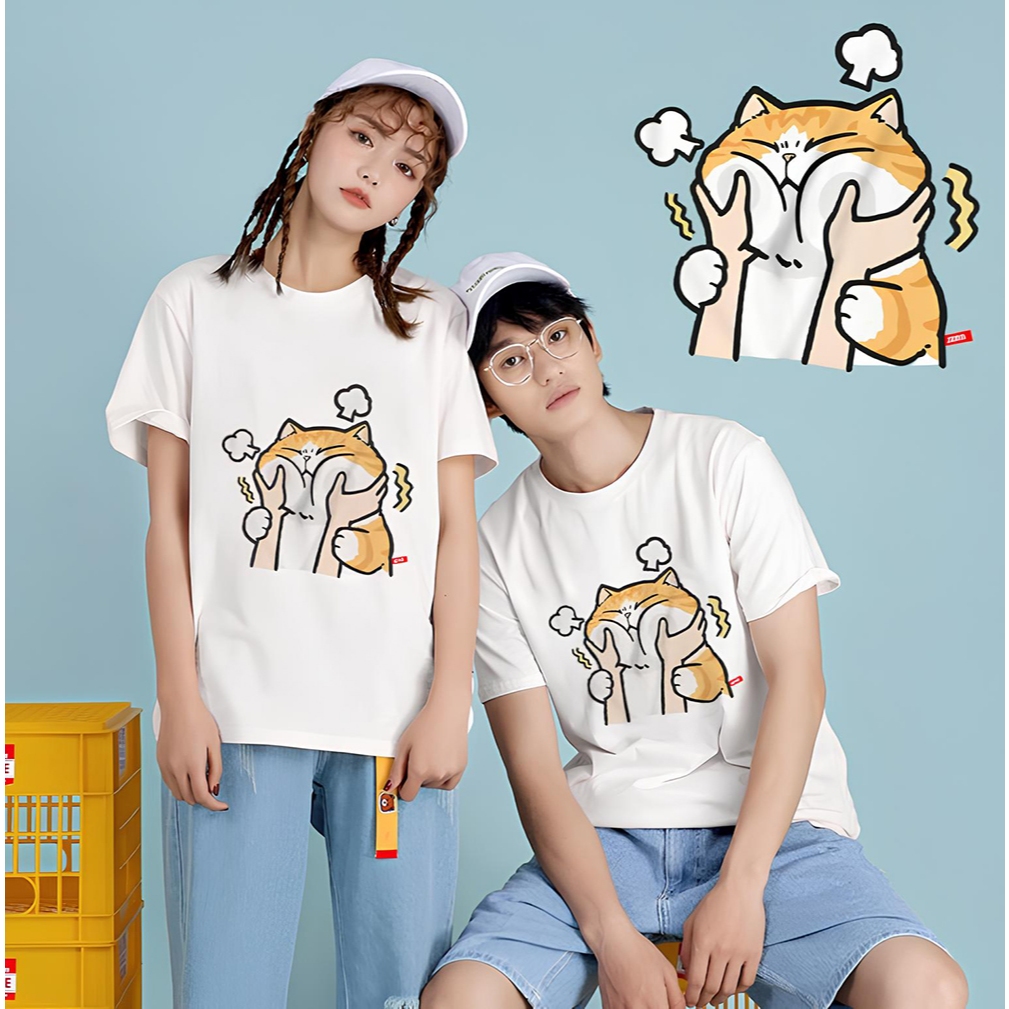 JZ TEE 捏臉-橘貓 印花短袖T恤, , large