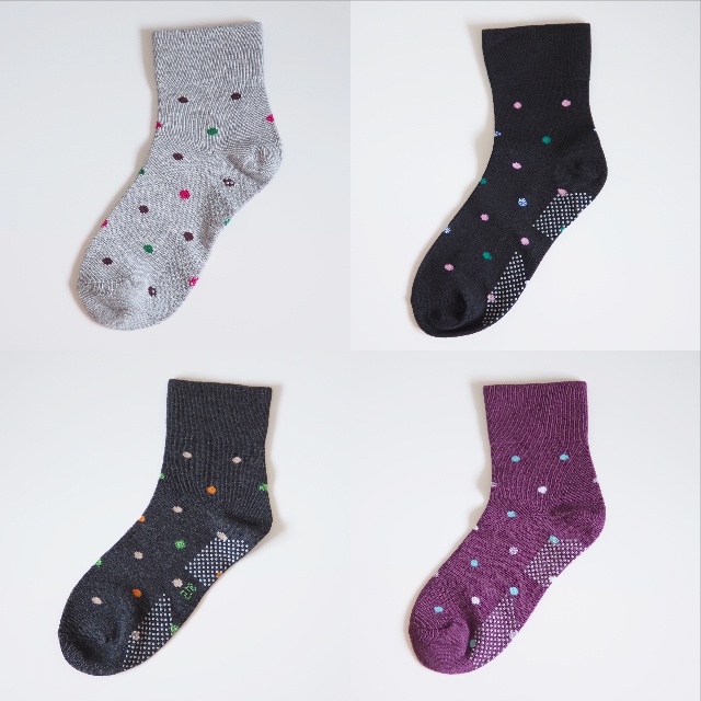 [Kaimei Cotton Industry] 6 pairs set, random and excellent IT made in Taiwan, no bunch marks, wide mouth women's version of senior socks - colorful dots, , large