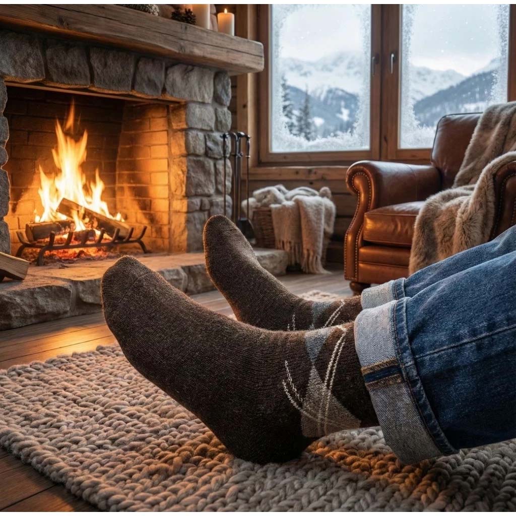 [Kaimi Cotton] 7-Pair Set &ndash; Random Colors &ndash; Winter Essential (Men&rsquo;s) Premium Thermal Wool Socks &ndash; Cold-Proof / Warm / Long Winter Socks &ndash; Plaid Design, , large