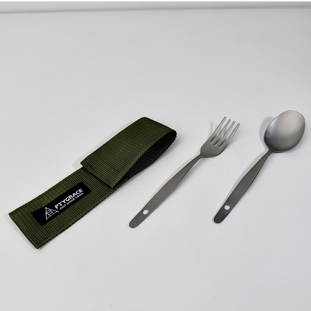 titanium spoon & fork set, , large