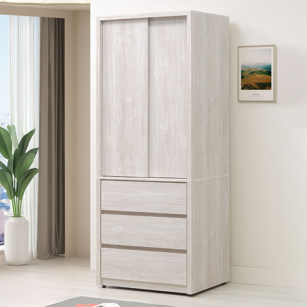 【Homelike】喜家居2.7尺推門衣櫃(2541), , large