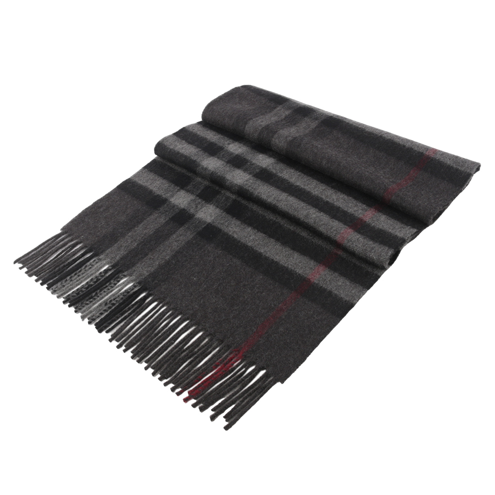 BURBERRY 基本款經典格紋喀什米爾圍巾/炭灰色, , large