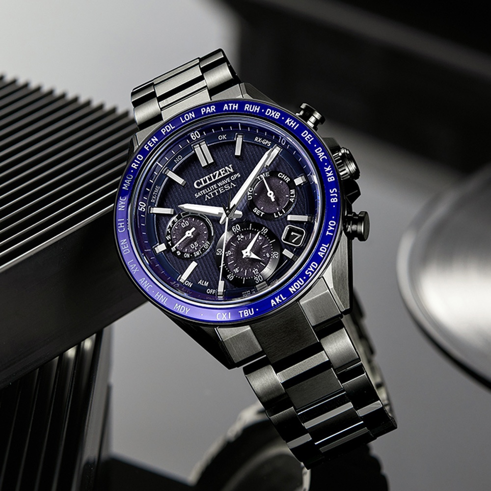 CITIZEN 星辰 韋禮安廣告款 紺星 限量 鈦 GPS衛星對時光動計時手錶 CC4059-64L, , large