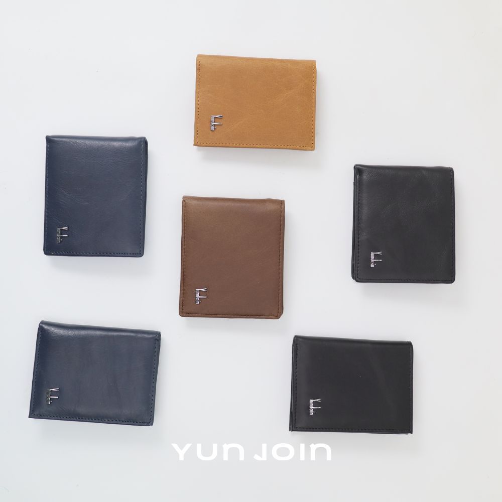 【YUNJOIN】Eterna 真皮短夾-黑色 多卡位 零錢 收納皮夾 中性皮夾, , large