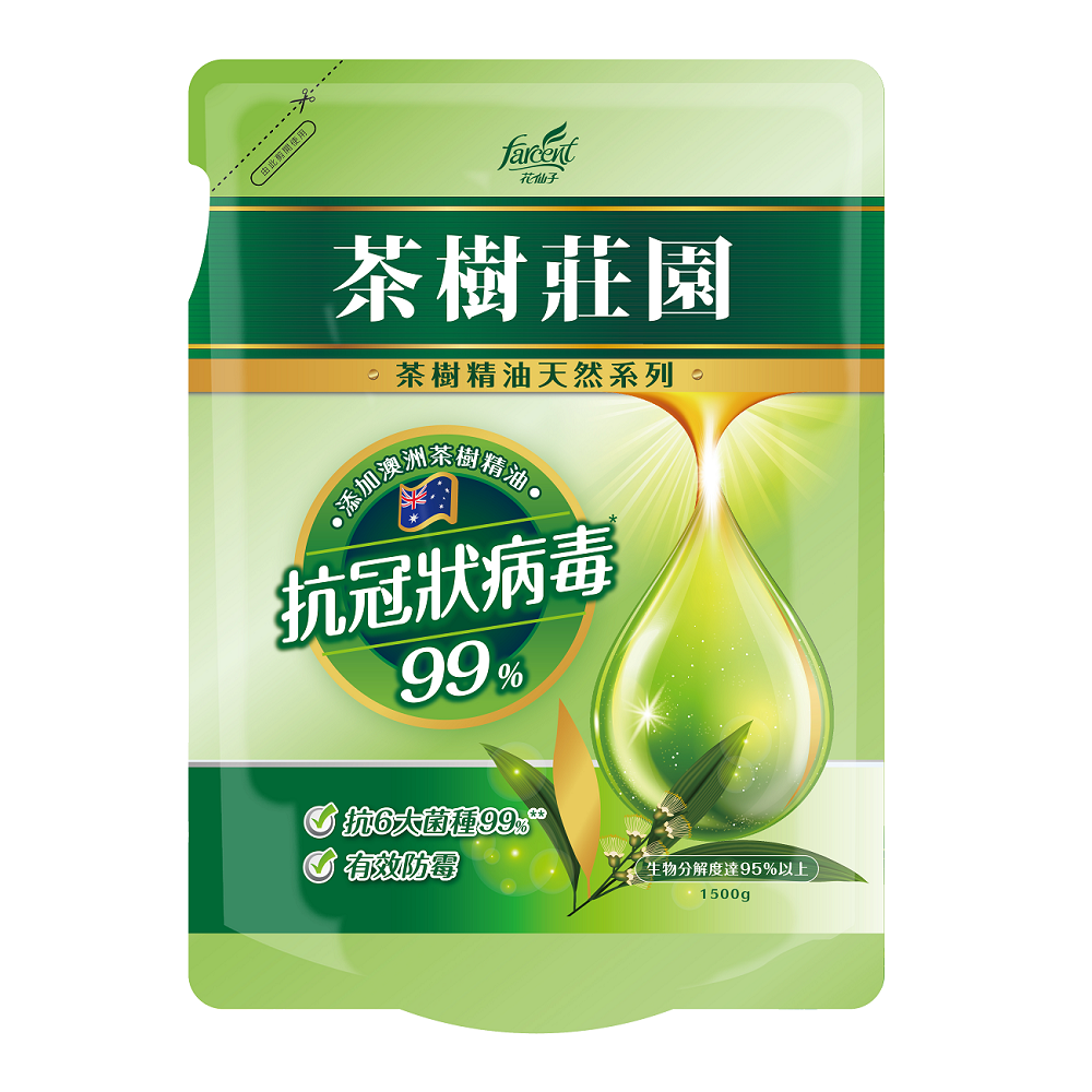 [箱購]茶樹莊園-茶樹天然濃縮抗菌洗衣精補充包1500g克 x 6包