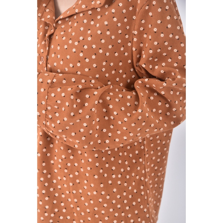 (L) smile質感碎花橘色長袖上衣二手衣, , large