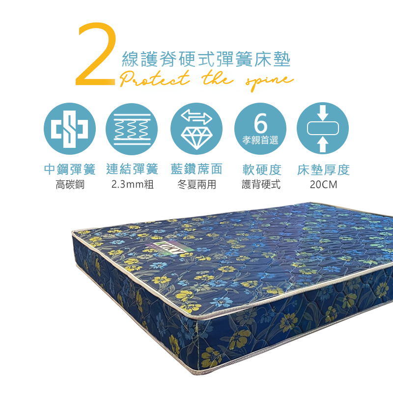 Second generation Japanese blue diamond mat hard spring mattress 3.5 feet, , large