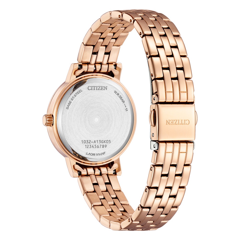 CITIZEN 星辰 晶鑽珍珠貝石英女錶-玫瑰金/31.2mm EL3108-53D, , large