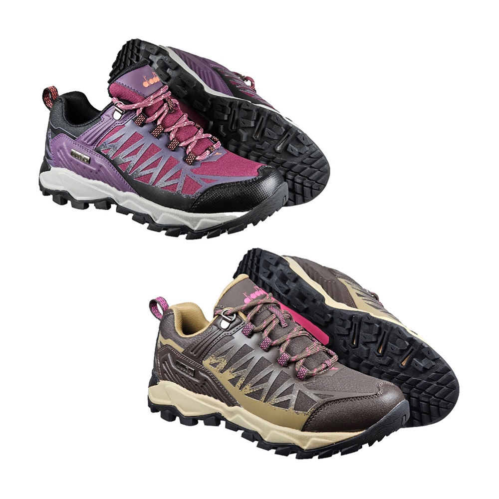 DIADORA迪亞多那 防潑水戶外越野鞋 女運動鞋 登山鞋 女鞋 防潑水 足弓支撐 緩衝 吸震 耐磨 防滑 紫 卡其, , large